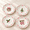 4-Pink Bow Christmas, variant on 4 Thanksgiving Fall Ceramic Dinner Plates, 9 Inch Harvest Table Dishes