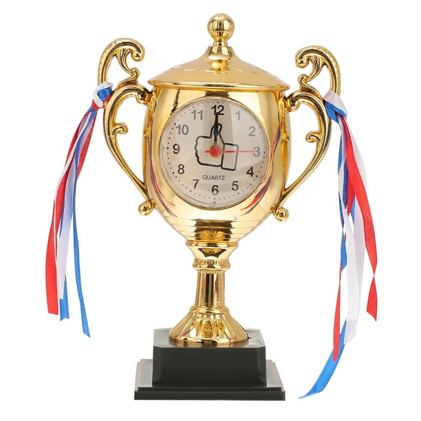 Regalos de graduación de 1 PC Trofeo Forma de despertador Estudiantes Reloj de cabecera (dorado)