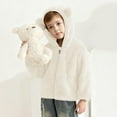 thumbnail image 5 of Lenpel Toddler Baby Fuzzy Fleece Hoodies Boys Girls Long Sleeve Zip up Ear Hooded Sweatshirts Plush Warm Jackets(White,2-3 Years), 5 of 6