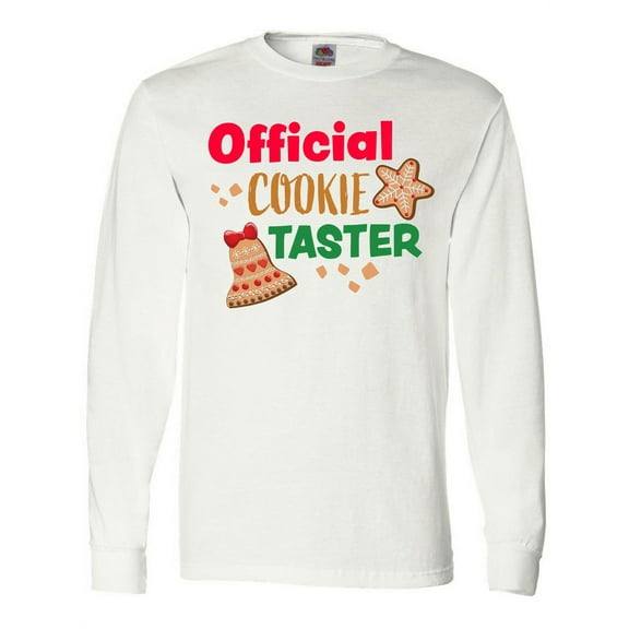Inktastic Christmas Official Cookie Taster with Bell and Star Cookie Long Sleeve T-Shirt