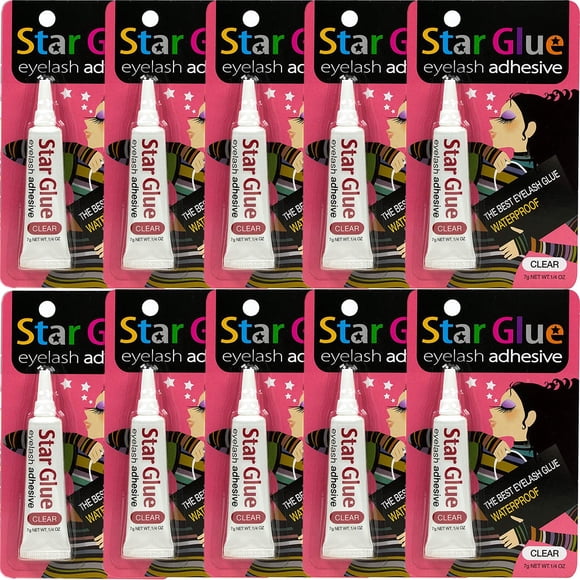 STAR GLUE Adhesivo impermeable para pestañas, color blanco, para sombra de ojos, máscara y delineador de ojos, 10 unidades, 0,24 onzas (paquete de 10)