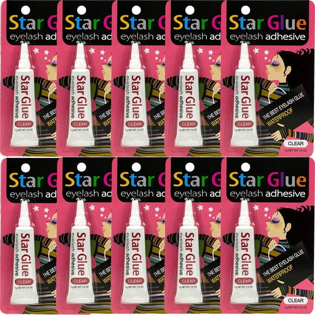 STAR GLUE Adhesivo impermeable para pestañas, color blanco, para sombra de ojos, máscara y delineador de ojos, 10 unidades, 0,24 onzas (paquete de 10)