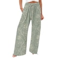 thumbnail image 2 of Women's Print Wide Leg Pants High Waisted Casual Trousers, 2 of 5