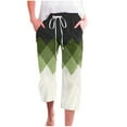 thumbnail image 2 of ZHUGeLI Women's Pants Cute Floral Print Capri Pants Women Summer Casual Cropped Pants Elastic Drawstring Waist Vacation Beach Pants Pocket Drawstring Tie Elastic Waist Loose Jogger Pants, 2 of 5