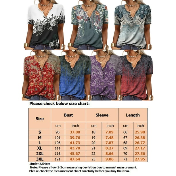 zanvin Womens summer tops Fashion Printed T-shirt Short Sleeves Blouse  Round Neck Casual Tops 
