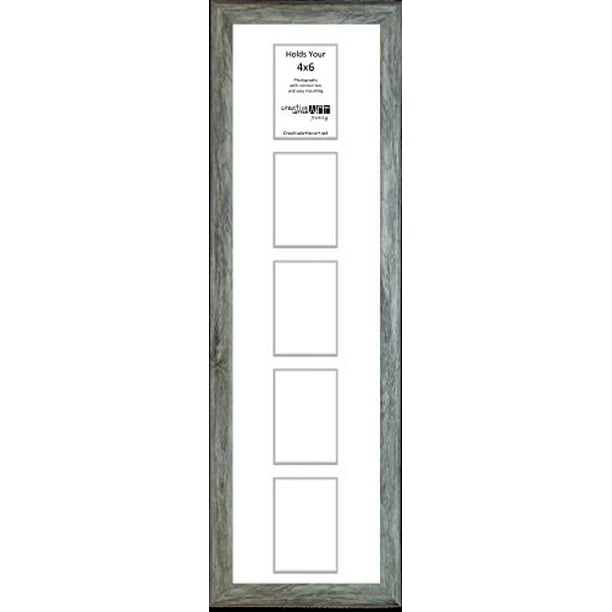 5 Opening Vertical Driftwood Frame with Black Mat to hold 4x6