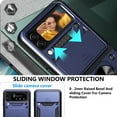 thumbnail image 4 of SOATUTO For Samsung Galaxy Z Flip 4 5G Case with Hinge Protection, Built-in Card Holder & Kickstand & Slide Camera Cover Fit Magnetic Car Mount Holder Case for Samsung Galaxy Z Flip 4 2022 - Blue, 4 of 9