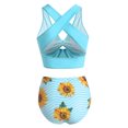 thumbnail image 4 of Puntoco Womens clearance,Swimsuit Women Sunflower Print Bikini Set Push Up Bathing Swimwear High Waist Swimsuit Blue, 4 of 9