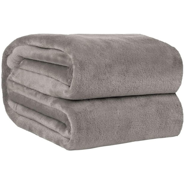 Grey Fuzzy Blanket Fleece Twin Size 60" x 90" Lightweight Blanket for