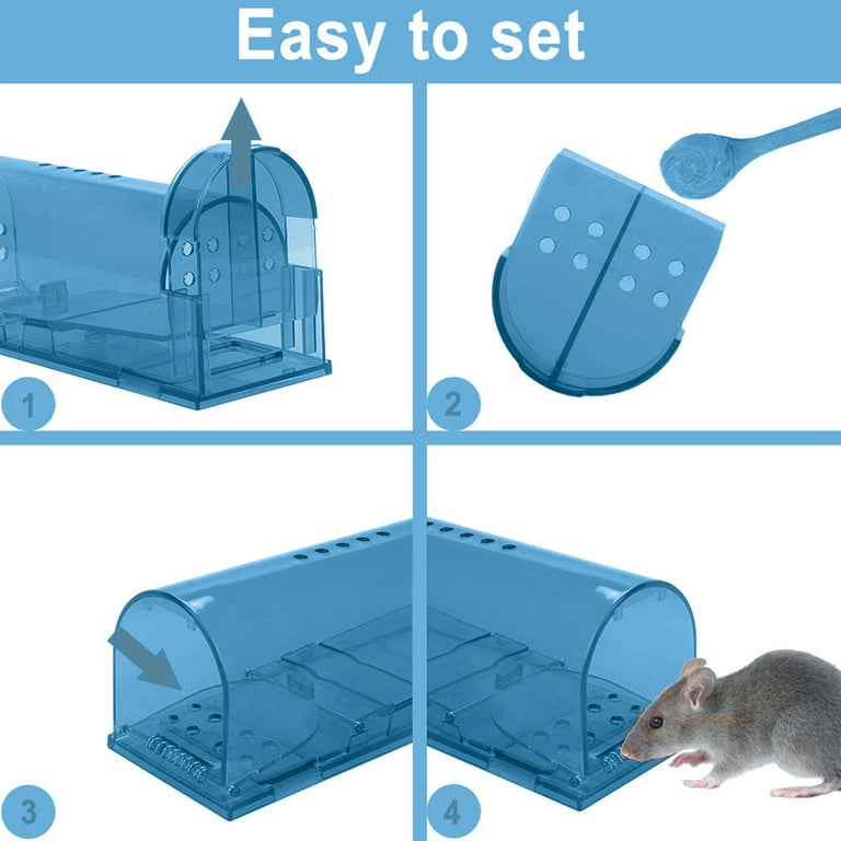 2 Pcs Smart Mouse Trap That Work No Kill Mice Catcher Indoor Outdoor Small Mice  Traps Live Catch And Release, Easy To Set And Reusable, Safe For Peopl