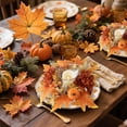thumbnail image 5 of Gcvizuso Fall Candle Ring Wreath, Pumpkin Maple Leaf Dahlia Floral Centerpiece for Halloween Thanksgiving Table Decor, Orange, 5 of 8