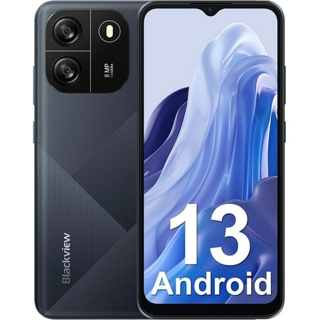 Unlocked Smartphones, Blackview Unlocked Cell Phones 4GB+32GB ROM Dual SIM, 6.5" HD+, Wave 6C, Black