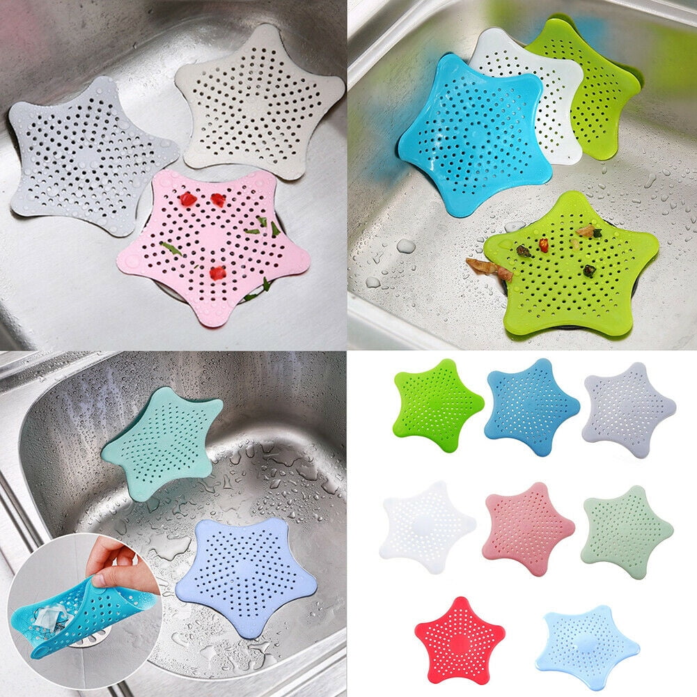 8 Pack Silicone Starfish Molded Drain Cover Sink Strainers Kitchen Bathroom