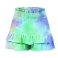 thumbnail image 5 of LEBONYARD Summer Clearance Womens Shorts,Trendy Women's Shorts with Elastic Waist,Women's Summer Solid Color High Waisted Shorts with Floral Pleated Hem Casual Shorts Green M, 5 of 5