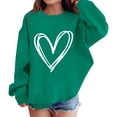 thumbnail image 3 of GiLiling Girls Preppy Heart Sweatshirt, Cute Oversized Pullover, Kids Valentine's Day Graphic Crewneck Athletic Sweater with Pocket (Green, 3-4 Years), 3 of 5