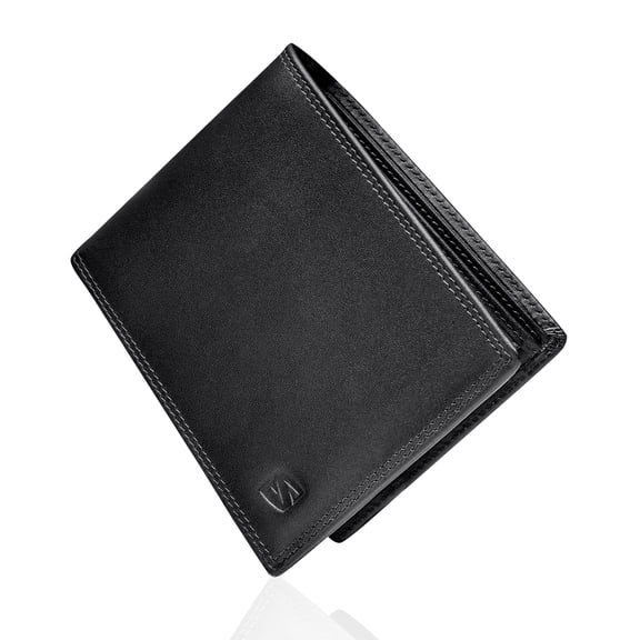 SERASAR | Men's Leather Wallet [Space] with RFID Protection | Black | Real Leather | 12 card slots | Including GiftBox | Great gift idea | Men's Leather Wallet | Men Wallet