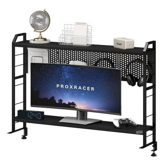Ergonomic Monitor Stand for 42" and Up Tables, Adjustable Shelf, Rust-Free Metal Frame, Supports 200 lbs, Easy Assembly, Suitable for Gaming and Office