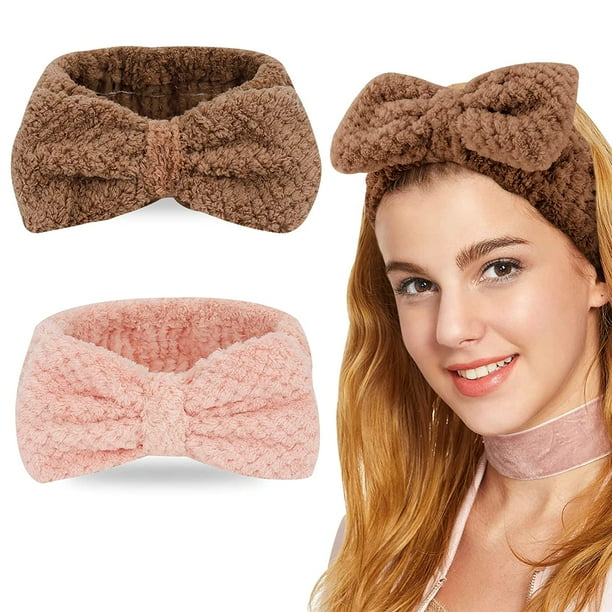 ACO-UIHeytea T 2 Pack Spa Headbands, Soft Headband for Washing Face Make Up  Headbands, Microfiber Hair Band Skincare Headbands for Women Girls (Pink  and Brown) 