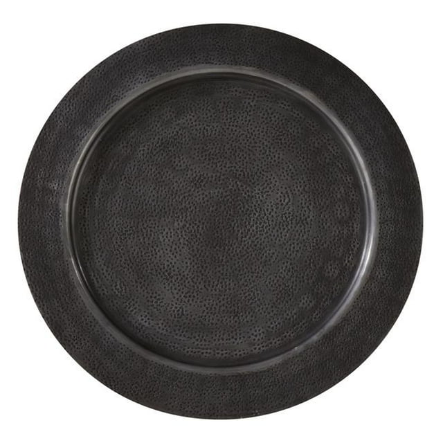 Plaques de Chargeur Rondes en Aluminium de 13 Po avec Motif Martelé - Gris, Ensemble de 4