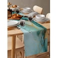thumbnail image 6 of Ldtrchee Teal Marble Table Runner 120 Inches, Luxury Ink Painting Abstract Modern Bed Runner Dresser Scarves Tabletop for Indoor Outdoor Parties/Ceremony/Banquet, 13"x 120", 6 of 8
