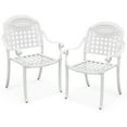 thumbnail image 1 of Costway 2 PCS Patio Cast Aluminum Armrest Chairs Dining Stackable Outdoor White, 1 of 8
