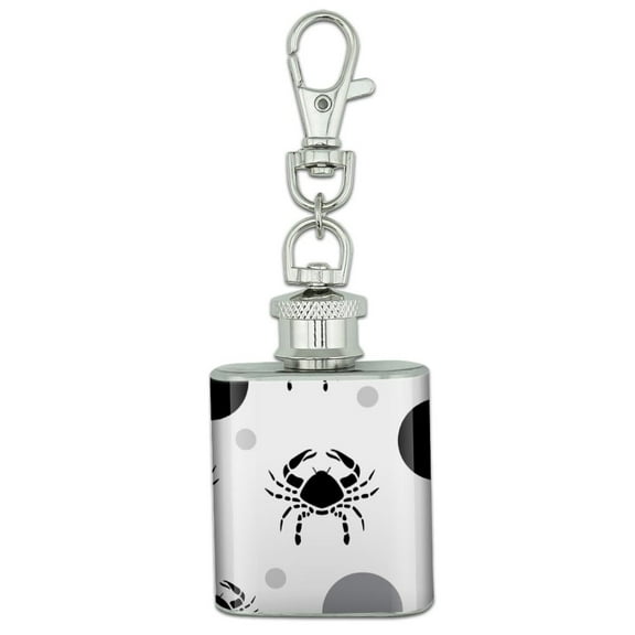Cancer The Crab Zodiac Horoscope Stainless Steel 1oz Mini Flask Key Chain