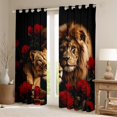 thumbnail image 2 of Feelyou Couple Lion Curtains Pack of 2 (42x84 Each), Romantic Wildlife Curtains Blackout, Valentines Day Red Rose Bedroom Curtains, Blackout Curtains Room Decor, 2 of 6