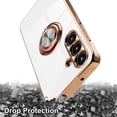 thumbnail image 5 of Dteck for Samsung Galaxy S23 FE Case with Screen Protector, Built-in 360° Rotation Ring Holder Magnetic Stand, Luxury Shiny Plating Edge Shockproof Electroplated Protective Cover,White, 5 of 5
