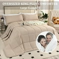thumbnail image 2 of California  Comforter Set 120x120,   Size Quilts 3 count Lightweight Reversible Down Alternative Comforter for  Season with 8 Corner Tabs Beige, 2 of 6