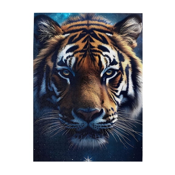 500-Piece Wooden Jigsaw Puzzle for Adults - Tiger Universe Stars Night Sky , Interlocking Pieces with Guide Letters, Holiday Gift & Home Decor