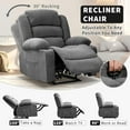 thumbnail image 3 of IdealHouse Wide Rocker Recliner Chair for Adults, Manual Oversized Recliner Chairs w/Armrest, Backrest, 2 Cup Holders, Side Pocket, Soft Lazy Boy Lounge Sofa Chair for Living Room Bedroom, Gray, 3 of 7
