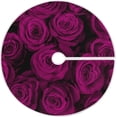 thumbnail image 1 of FMSHPON Valentines Mother's Day Purple Roses Xmas Christmas Tree Skirt Stand Mat for Holiday Party Decoration Indoor Outdoor 48 inches, 1 of 6