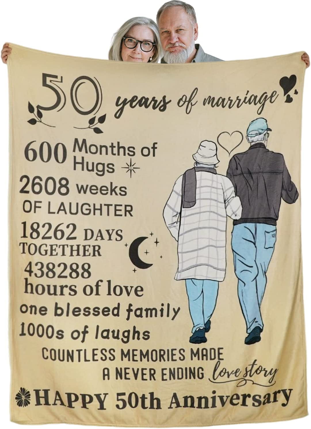50th Blanket, 50 Years of Marriage Gifts, Gifts for Golden Anniversary