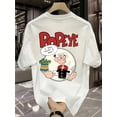 thumbnail image 1 of Summer Casual Y2K Style Loose Short-Sleeve Top with a Long Design Featuring Popeye Cartoon Prints., 1 of 5