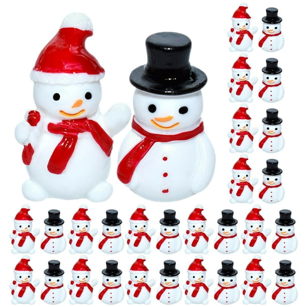 40 figuras de muñecos de nieve en miniatura para decoración navideña. Estatua de muñeco de nieve para mesa.