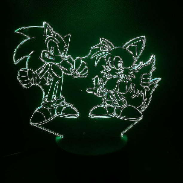 Sonic le Hérisson 3d A Mené la Lampe de Table de Nuit pour Enfants 