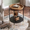 thumbnail image 5 of Finmind 2-Tier Round Side Table Set of 2, 15.8 Inch End Table with Solid Wood and Metal, Industrial Nightstand for Small Spaces, Living Room, Bedroom, Rustic Brown, 5 of 7