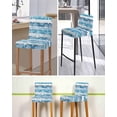 thumbnail image 5 of Blue Coastal Beach Bar Stool Covers Set of 4, Nautical Starfish Coral Vintage Wooden Stretch Bar Chair Covers with Backs, Removable Pub Counter Height Chair Cover for Kitchen Dining Room Cafe, 5 of 7