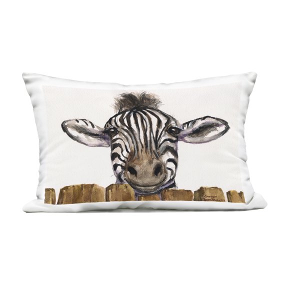 Stupell Industries Cute Zebra Above Fence Outdoor Printed Pillow, design by George Dyachenko