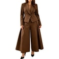 thumbnail image 2 of Ynynloco Women Suits 2 Piece Set Business Casual Dressy Oversized Blazer Jacket and High Waist Wide Leg Dress Pantsuits Formal Work Outfits, 2 of 6
