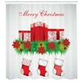 thumbnail image 3 of Ambesonne Christmas Shower Curtain, Hanging Stockings, 69"Wx84"L, Red Emerald White, 3 of 3