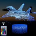thumbnail image 1 of J-16 Fighter Night Light, lámpara de ilusión 3d J-16 Fighter Lights para habitación de niños, 16 colores Modos intermitentes con control remoto Opreated Regulable Navidad Feliz Sencillez, 1 of 5