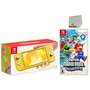 Nintendo Switch Lite 32GB Yellow Edition and Super Mario Bros Wonder Bundle - Japan Import with US Plug with Screen Cleaning Cloth