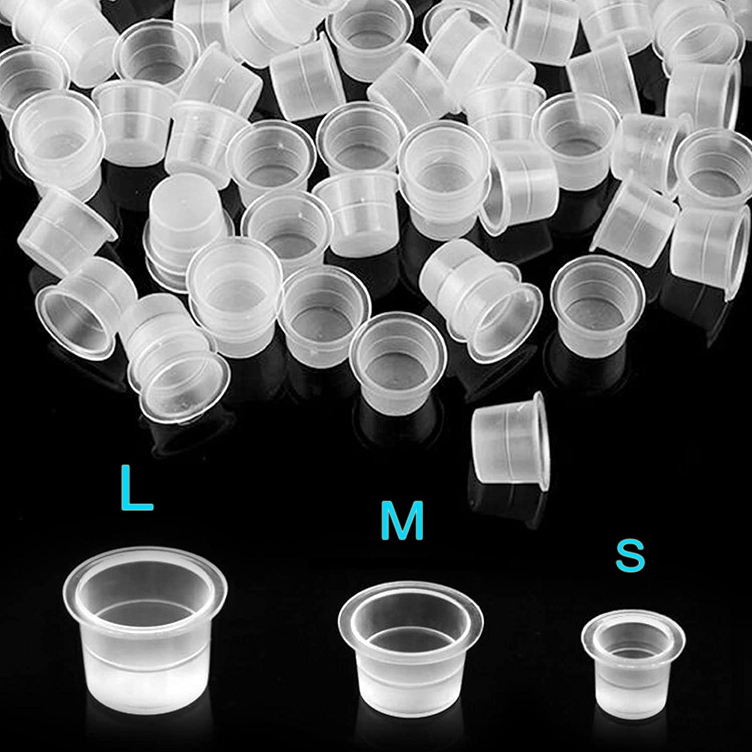 Ink Caps Cups 300Pcs Pigment Cups Mixed Sizes Microblading Ink Cups