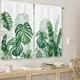 thumbnail image 3 of Tropical Leaves Kitchen Curtains Green Plant Summer Botanical Small Short Cafe Window Curtains Monstera Leaf Palm Tree Bathroom Window Drapes Treatment Tier Curtains 2 Panels (27.5x39 Inch), 3 of 6