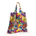 thumbnail image 2 of Colorful Fabric Shopping Tote, Random Triangles Vibrant Composition Geometrical Modern Design, Portable and Foldable Bag to Keep in Pocket Bag Purse & Car, Multicolor, by Ambesonne, 2 of 4
