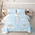 thumbnail image 2 of jejeloiu Kawaii Girls Personalized Gifts Quilt Full For Kids,Rainbow Heart Initial J Art Full Bedspread Sets,3-Piece, 2 of 7