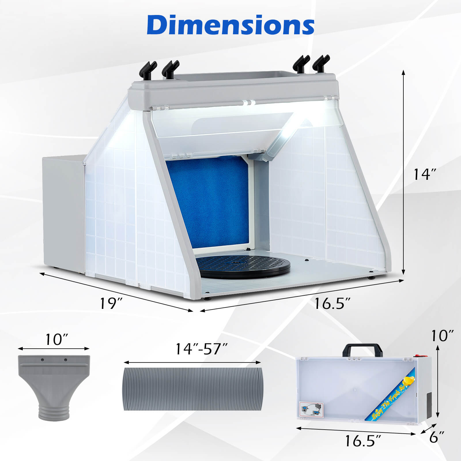 Costway Portable Airbrush Spray Booth Kit with 3 LED Lights Turntable & Spray Gun Holders