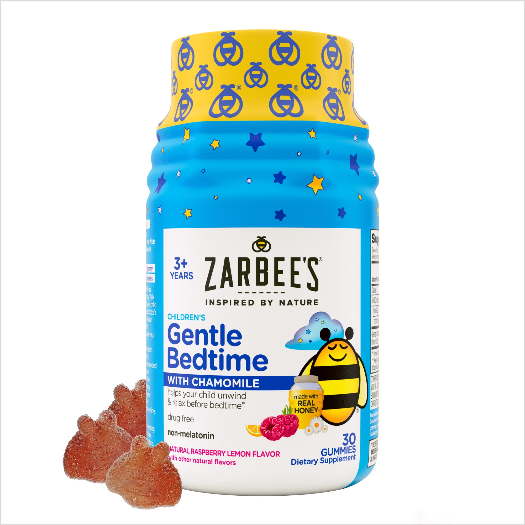 Zarbee's Children's Gentle Bedtime with Chamomile Gummies, Natural Raspberry Lemon Flavor, 30 Count