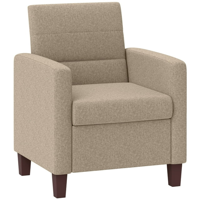 HOMCOM Fauteuil d'Appoint Moderne en Tissu avec Patins Antidérapants, Brun Pâle